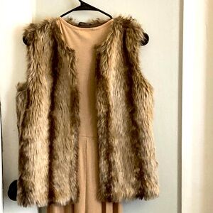 Faux fur vest, length 32”, across chest 18”